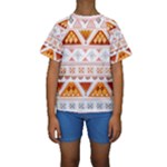 Bright Aztec Ethnic Seamless Pattern Kids  Short Sleeve Swimwear