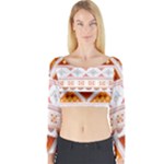 Bright Aztec Ethnic Seamless Pattern Long Sleeve Crop Top