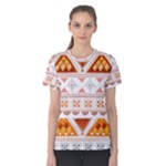 Bright Aztec Ethnic Seamless Pattern Women s Cotton T-Shirt