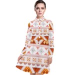 Bright Aztec Ethnic Seamless Pattern Long Sleeve Chiffon Shirt Dress