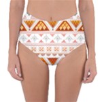 Bright Aztec Ethnic Seamless Pattern Reversible High-Waist Bikini Bottoms