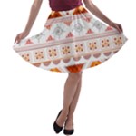 Bright Aztec Ethnic Seamless Pattern A-line Skater Skirt