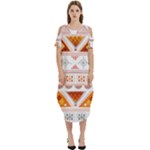 Bright Aztec Ethnic Seamless Pattern Cold Shoulder Loose Fit Dress With Pockets