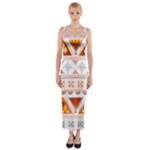 Bright Aztec Ethnic Seamless Pattern Fitted Maxi Dress