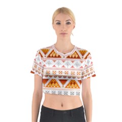 Bright Aztec Ethnic Seamless Pattern Cotton Crop Top from ArtsNow.com