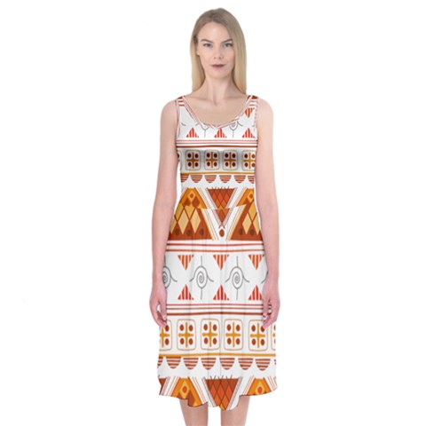 Bright Aztec Ethnic Seamless Pattern Midi Sleeveless Dress from ArtsNow.com