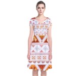 Bright Aztec Ethnic Seamless Pattern Short Sleeve Front Wrap Dress