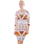 Bright Aztec Ethnic Seamless Pattern Quarter Sleeve Hood Bodycon Dress