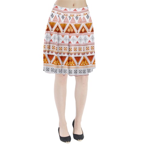 Bright Aztec Ethnic Seamless Pattern Pleated Skirt from ArtsNow.com