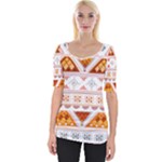 Bright Aztec Ethnic Seamless Pattern Wide Neckline T-Shirt