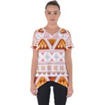 Bright Aztec Ethnic Seamless Pattern Cut Out Side Drop T-Shirt