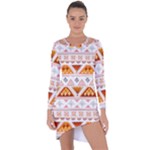 Bright Aztec Ethnic Seamless Pattern Asymmetric Cut-Out Shift Dress