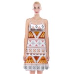 Bright Aztec Ethnic Seamless Pattern Spaghetti Strap Velvet Dress