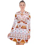 Bright Aztec Ethnic Seamless Pattern Long Sleeve Panel Dress