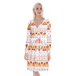 Bright Aztec Ethnic Seamless Pattern Long Sleeve Velvet Front Wrap Dress