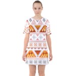 Bright Aztec Ethnic Seamless Pattern Sixties Short Sleeve Mini Dress