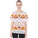 Bright Aztec Ethnic Seamless Pattern V-Neck Dolman Drape Top