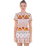 Bright Aztec Ethnic Seamless Pattern Drop Hem Mini Chiffon Dress