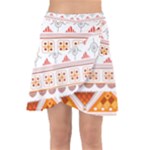 Bright Aztec Ethnic Seamless Pattern Wrap Front Skirt