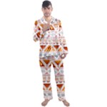 Bright Aztec Ethnic Seamless Pattern Men s Long Sleeve Satin Pajamas Set