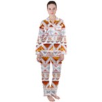 Bright Aztec Ethnic Seamless Pattern Women s Long Sleeve Satin Pajamas Set	