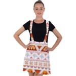 Bright Aztec Ethnic Seamless Pattern Velvet Suspender Skater Skirt