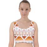 Bright Aztec Ethnic Seamless Pattern Velvet Racer Back Crop Top