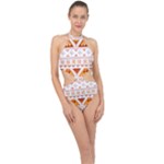 Bright Aztec Ethnic Seamless Pattern Halter Side Cut Swimsuit