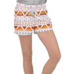 Bright Aztec Ethnic Seamless Pattern Women s Velour Lounge Shorts