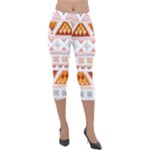 Bright Aztec Ethnic Seamless Pattern Lightweight Velour Capri Leggings 