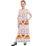 Bright Aztec Ethnic Seamless Pattern Kids  Quarter Sleeve Maxi Dress