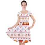 Bright Aztec Ethnic Seamless Pattern Cap Sleeve Midi Dress