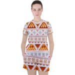 Bright Aztec Ethnic Seamless Pattern Women s T-Shirt and Shorts Set