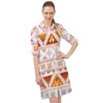 Bright Aztec Ethnic Seamless Pattern Long Sleeve Mini Shirt Dress