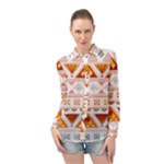 Bright Aztec Ethnic Seamless Pattern Long Sleeve Chiffon Shirt