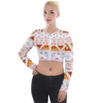 Bright Aztec Ethnic Seamless Pattern Long Sleeve Cropped Velvet Jacket