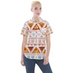 Bright Aztec Ethnic Seamless Pattern Women s Short Sleeve Pocket Shirt