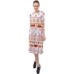 Bright Aztec Ethnic Seamless Pattern Ruffle End Midi Chiffon Dress