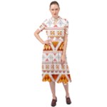 Bright Aztec Ethnic Seamless Pattern Keyhole Neckline Chiffon Dress