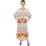 Bright Aztec Ethnic Seamless Pattern V-Neck Boho Style Maxi Dress