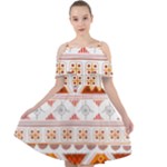 Bright Aztec Ethnic Seamless Pattern Cut Out Shoulders Dress