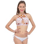 Bright Aztec Ethnic Seamless Pattern Cross Front Halter Bikini Top