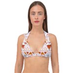 Bright Aztec Ethnic Seamless Pattern Double Strap Halter Bikini Top