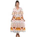 Bright Aztec Ethnic Seamless Pattern Kimono Sleeve Boho Dress