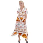 Bright Aztec Ethnic Seamless Pattern Cross Front Sharkbite Hem Maxi Dress