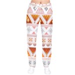 Bright Aztec Ethnic Seamless Pattern Women Velvet Drawstring Pants