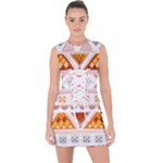 Bright Aztec Ethnic Seamless Pattern Lace Up Front Bodycon Dress