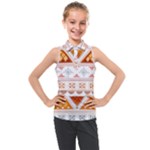 Bright Aztec Ethnic Seamless Pattern Kids  Sleeveless Polo T-Shirt