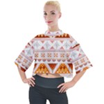 Bright Aztec Ethnic Seamless Pattern Mock Neck T-Shirt