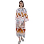 Bright Aztec Ethnic Seamless Pattern Maxi Satin Kimono